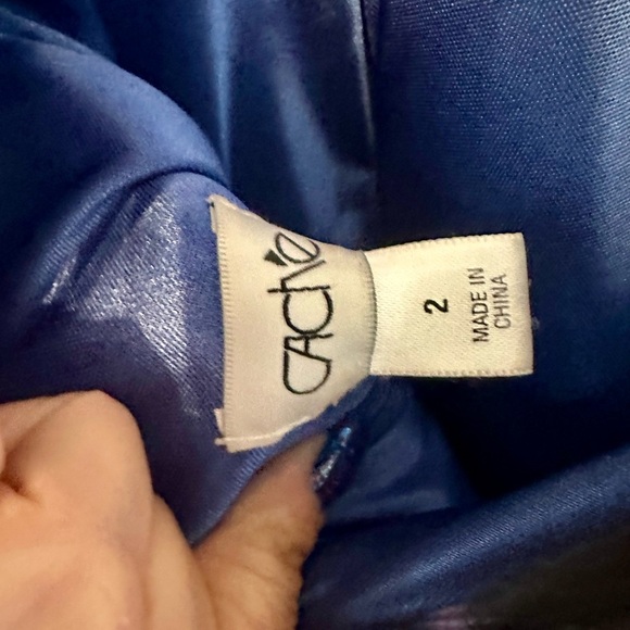 Y2K Cache Animal Print Feather Embellishment Blue & Black Cocktail Dress Size 2 - Picture 4 of 7